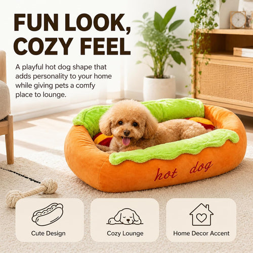 Hot Dog Dog Bed for Dachshunds and Small Pets (Small)