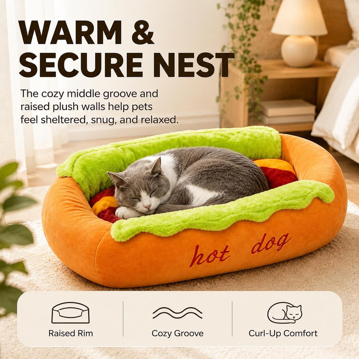 Hot Dog Dog Bed for Dachshunds and Small Pets (Small)