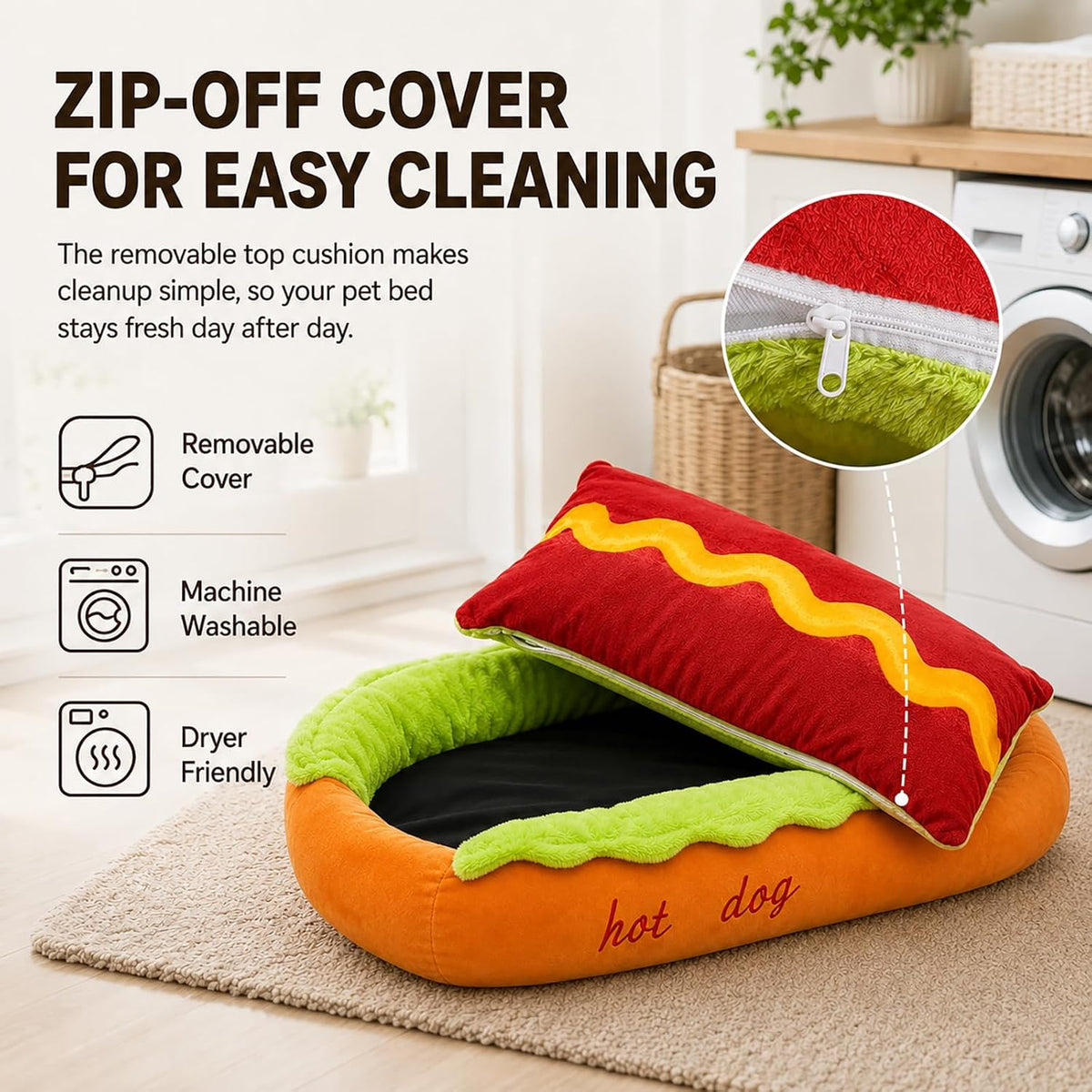 Hot Dog Dog Bed for Dachshunds and Small Pets (Small)