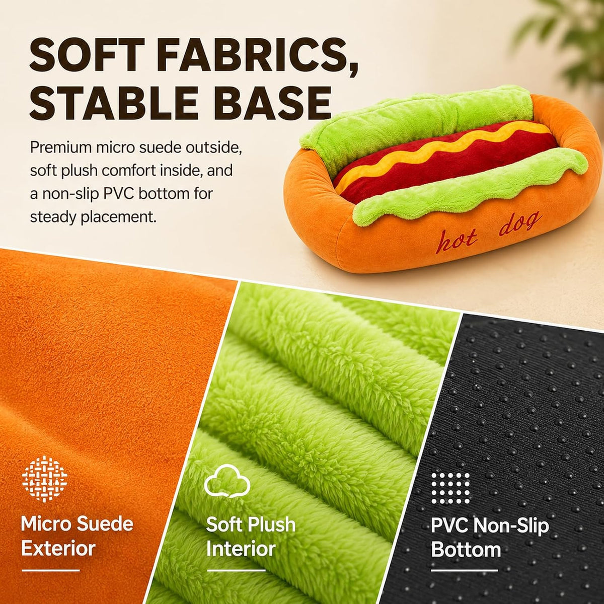Hot Dog Dog Bed for Dachshunds and Small Pets (Small)